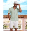 COOFANDY Shirts for Mens Button Down Short Sleeve Shirts Casual Summer Beach Textured Shirts with Pocket(Light Green)