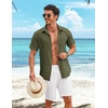COOFANDY Shirts for Mens Button Down Short Sleeve Shirts Casual Summer Beach Textured Shirts with Pocket(Olive Green)