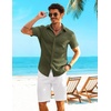 COOFANDY Shirts for Mens Button Down Short Sleeve Shirts Casual Summer Beach Textured Shirts with Pocket(Olive Green)