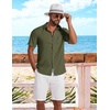 COOFANDY Shirts for Mens Button Down Short Sleeve Shirts Casual Summer Beach Textured Shirts with Pocket(Olive Green)