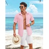 COOFANDY Shirts for Mens Button Down Short Sleeve Shirts Casual Summer Beach Textured Shirts with Pocket(Pink)