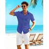 COOFANDY Shirts for Mens Button Down Short Sleeve Shirts Casual Summer Beach Textured Shirts with Pocket(Royal Blue)