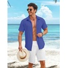 COOFANDY Shirts for Mens Button Down Short Sleeve Shirts Casual Summer Beach Textured Shirts with Pocket(Royal Blue)