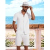 COOFANDY Shirts for Mens Button Down Short Sleeve Shirts Casual Summer Beach Textured Shirts with Pocket(White)