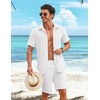 COOFANDY Shirts for Mens Button Down Short Sleeve Shirts Casual Summer Beach Textured Shirts with Pocket(White)