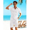 COOFANDY Shirts for Mens Button Down Short Sleeve Shirts Casual Summer Beach Textured Shirts with Pocket(White)