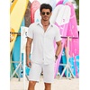 COOFANDY Shirts for Mens Button Down Short Sleeve Shirts Casual Summer Beach Textured Shirts with Pocket(White)