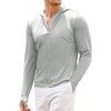COOFANDY Full-Zip Men’s Lightweight Hoodie UPF 50 – Breathable Sun Protection Jacket with Pockets for Golf, Fishing, Hiking(Light Gray)