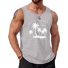 COOFANDY Mens Beach Tank Tops Summer Cotton Sleeveless Graphic T Shirts Palm Tree Casual Vacation Muscle Tank(Light Grey)