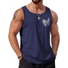 COOFANDY Mens Beach Tank Tops Summer Cotton Sleeveless Graphic T Shirts Palm Tree Casual Vacation Muscle Tank(Navy Blue)