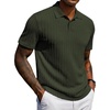 COOFANDY Mens Polo Shirt Casual Short Sleeve Textured Knit Button Polo T-Shirts Summer Vacation Stretchy Golf Shirts(Army Green)