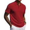 COOFANDY Mens Polo Shirt Casual Short Sleeve Textured Knit Button Polo T-Shirts Summer Vacation Stretchy Golf Shirts(Red)