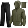 COOFANDY Men’s Rain Suit 2 Piece Waterproof Breathable Rain Gear Lightweight Rain Jacket Pants Rainwear Suit(Army Green/Black)