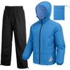 COOFANDY Men’s Rain Suit 2 Piece Waterproof Breathable Rain Gear Lightweight Rain Jacket Pants Rainwear Suit(Blue/Black)