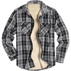 COOFANDY Men’s Sherpa Lined Flannel Shirt Jacket Long Sleeve Button Up Fleece Plaid Shirts(Black)