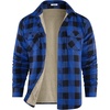 COOFANDY Men’s Sherpa Lined Flannel Shirt Jacket Long Sleeve Button Up Fleece Plaid Shirts(Blue/Black)