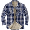 COOFANDY Men’s Sherpa Lined Flannel Shirt Jacket Long Sleeve Button Up Fleece Plaid Shirts(Dark Blue)