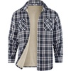 COOFANDY Men’s Sherpa Lined Flannel Shirt Jacket Long Sleeve Button Up Fleece Plaid Shirts(Navy White Khaki Plaid)