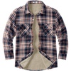 COOFANDY Men’s Sherpa Lined Flannel Shirt Jacket Long Sleeve Button Up Fleece Plaid Shirts(Navy/Orange)