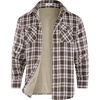 COOFANDY Men’s Sherpa Lined Flannel Shirt Jacket Long Sleeve Button Up Fleece Plaid Shirts(White Brown Plaid)