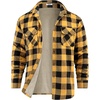 COOFANDY Men’s Sherpa Lined Flannel Shirt Jacket Long Sleeve Button Up Fleece Plaid Shirts(Yellow/Black)
