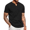 COOFANDY Mens T Shirts V Neck 100% Cotton Short Sleeve Casual Summer Vintage Tee Shirt(Black)