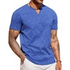 COOFANDY Mens T Shirts V Neck 100% Cotton Short Sleeve Casual Summer Vintage Tee Shirt(Blue)