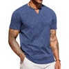 COOFANDY Mens T Shirts V Neck 100% Cotton Short Sleeve Casual Summer Vintage Tee Shirt(Navy Blue)