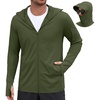 COOFANDY Mens UPF 50+ Sun Protection Hoodie Zip Up Lightweight UV Jacket Long Sleeve Sun Shirt Running Fishing Hiking Outdoor(Army Green)