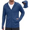 COOFANDY Mens UPF 50+ Sun Protection Hoodie Zip Up Lightweight UV Jacket Long Sleeve Sun Shirt Running Fishing Hiking Outdoor(Dark Blue)