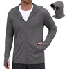 COOFANDY Mens UPF 50+ Sun Protection Hoodie Zip Up Lightweight UV Jacket Long Sleeve Sun Shirt Running Fishing Hiking Outdoor(Dark Grey)