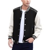 COOFANDY Mens Varsity Jacket Casual Leather Sleeve Baseball Letterman Bomber Jacket Coat(Black)