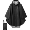COOFANDY Rain Ponchos for Adults Full Zip Lightweight Rain Jackets Waterproof Packable Raincoats with Hood Hiking Camping(Black)