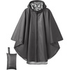 COOFANDY Rain Ponchos for Adults Full Zip Lightweight Rain Jackets Waterproof Packable Raincoats with Hood Hiking Camping(Dark Grey)