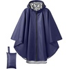 COOFANDY Rain Ponchos for Adults Full Zip Lightweight Rain Jackets Waterproof Packable Raincoats with Hood Hiking Camping(Navy Blue)