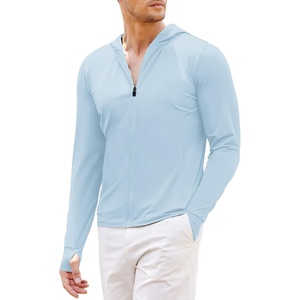 COOFANDY Full-Zip Men’s Lightweight Hoodie UPF 50 – Breathable Sun Protection Jacket with Pockets for Golf, Fishing, Hiking(Clear Blue)
