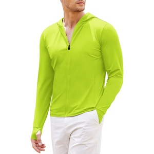 COOFANDY Full-Zip Men’s Lightweight Hoodie UPF 50 – Breathable Sun Protection Jacket with Pockets for Golf, Fishing, Hiking(Lemon Green)