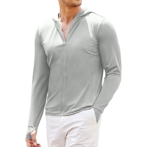 COOFANDY Full-Zip Men’s Lightweight Hoodie UPF 50 – Breathable Sun Protection Jacket with Pockets for Golf, Fishing, Hiking(Light Gray)