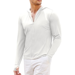 COOFANDY Full-Zip Men’s Lightweight Hoodie UPF 50 – Breathable Sun Protection Jacket with Pockets for Golf, Fishing, Hiking(White)