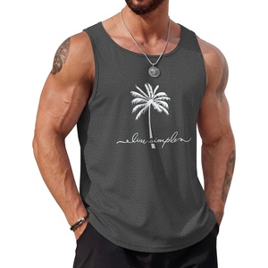 COOFANDY Mens Beach Tank Tops Summer Cotton Sleeveless Graphic T Shirts Palm Tree Casual Vacation Muscle Tank(Dark Grey-coconut Tree)