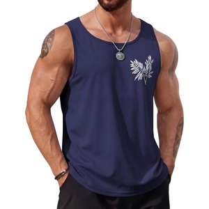 COOFANDY Mens Beach Tank Tops Summer Cotton Sleeveless Graphic T Shirts Palm Tree Casual Vacation Muscle Tank(Navy Blue)