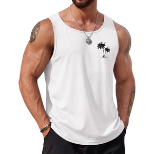 COOFANDY Mens Beach Tank Tops Summer Cotton Sleeveless Graphic T Shirts Palm Tree Casual Vacation Muscle Tank(White-coconut Tree)