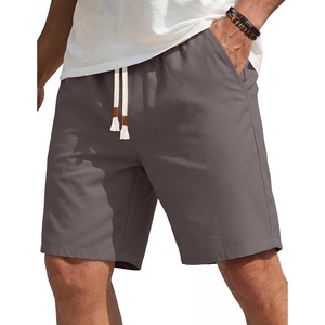 COOFANDY Men’s Casual Cotton Linen Shorts Elastic Waist Drawstring Shorts Summer Beach Vacation(Dark Grey)