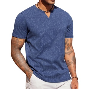 COOFANDY Mens T Shirts V Neck 100% Cotton Short Sleeve Casual Summer Vintage Tee Shirt(Navy Blue)