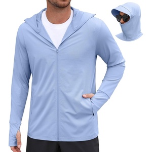 COOFANDY Mens UPF 50+ Sun Protection Hoodie Zip Up Lightweight UV Jacket Long Sleeve Sun Shirt Running Fishing Hiking Outdoor(Light Blue)