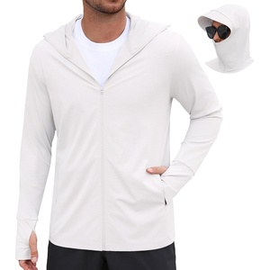 COOFANDY Mens UPF 50+ Sun Protection Hoodie Zip Up Lightweight UV Jacket Long Sleeve Sun Shirt Running Fishing Hiking Outdoor(White)