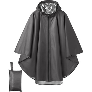 COOFANDY Rain Ponchos for Adults Full Zip Lightweight Rain Jackets Waterproof Packable Raincoats with Hood Hiking Camping(Dark Grey)