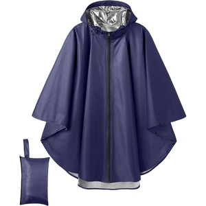 COOFANDY Rain Ponchos for Adults Full Zip Lightweight Rain Jackets Waterproof Packable Raincoats with Hood Hiking Camping(Navy Blue)