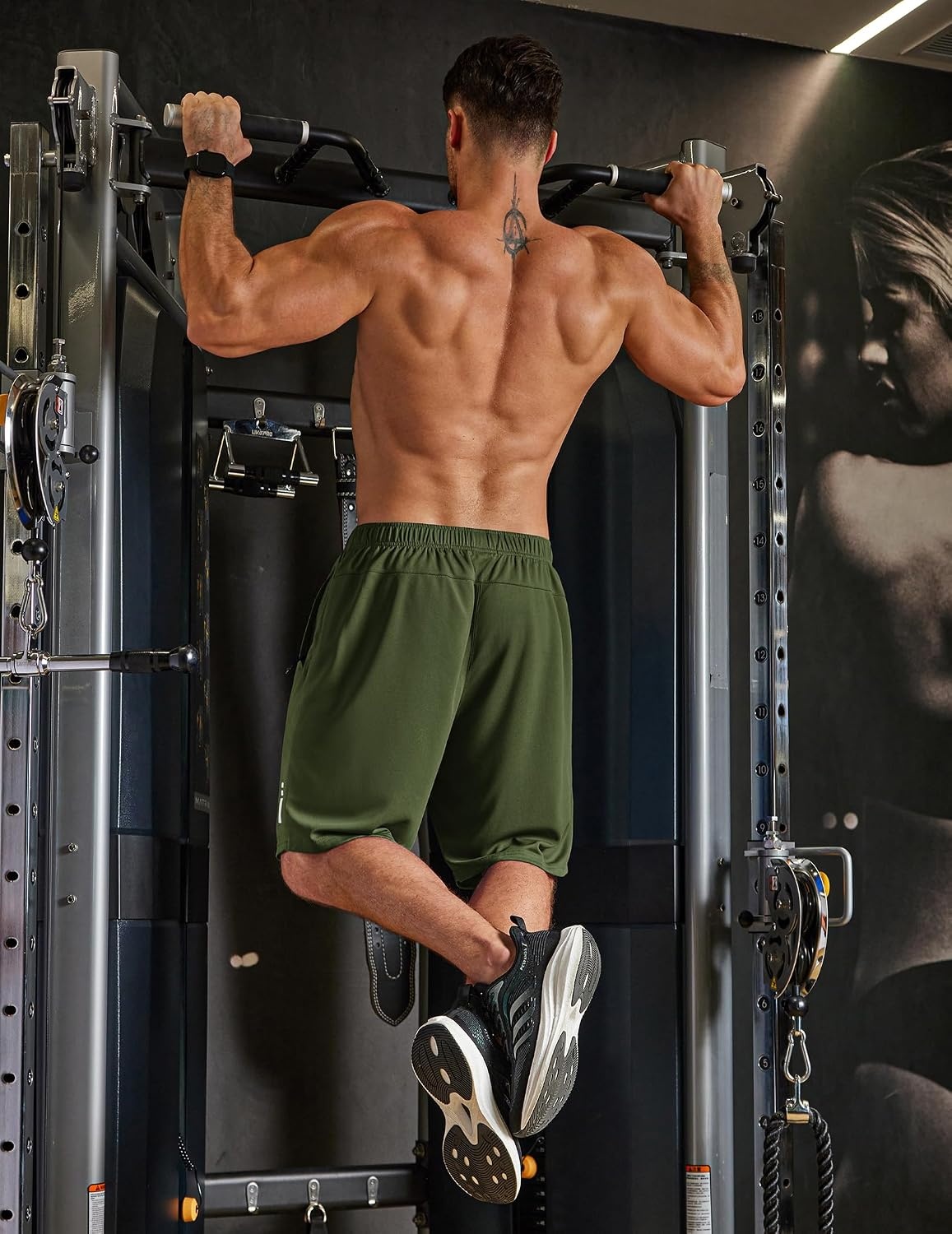 image:imageCOOFANDY Mens Athletic Running Shorts 7 9 Lightweight Quick Dry Drawstring Mesh Gym Shorts with Zipper PocketsArmy Green