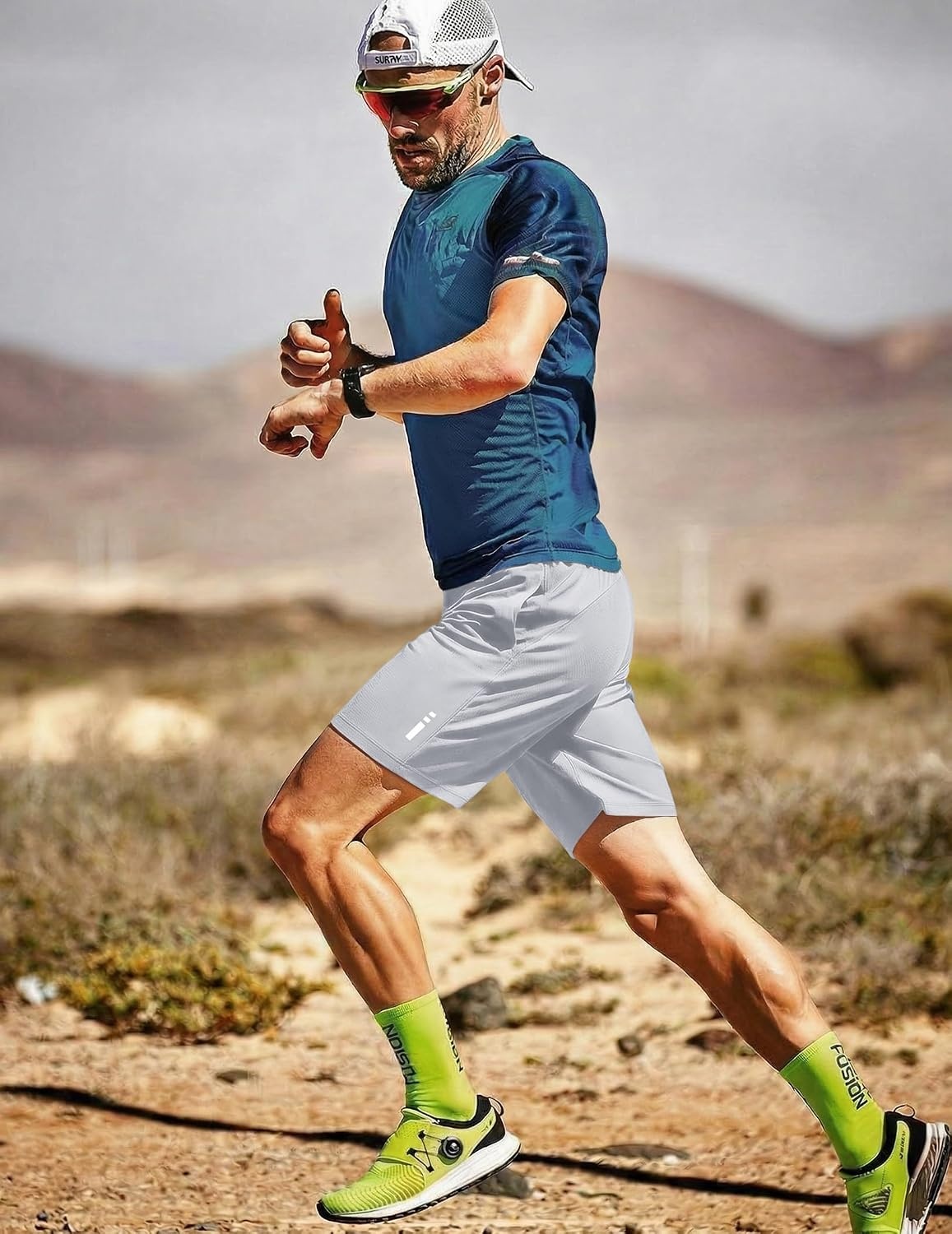 image:imageCOOFANDY Mens Athletic Running Shorts 7 9 Lightweight Quick Dry Drawstring Mesh Gym Shorts with Zipper PocketsLight Grey